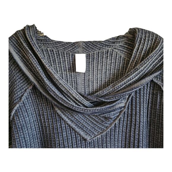 FREE PEOPLE WE THE FREE XS Top Moonlit Surf Draped Waffle Knit Long Sleeve 44" - Picture 2 of 8